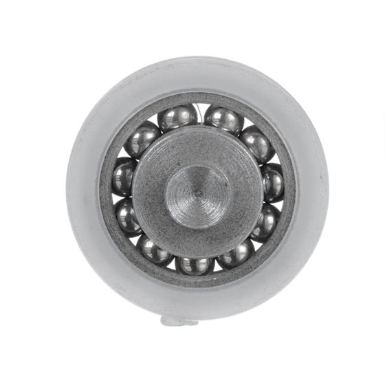 Picture of 1" OD Nylon/Steel Flat Ball Bearing Roller with 1/2" Rivet Stud
