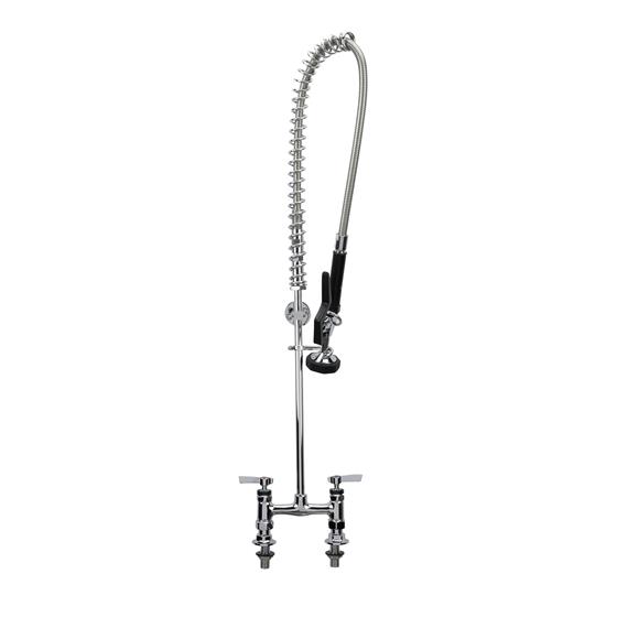 Picture of Encore® 6" OC Brass Chrome Plated Deck Mount Pre-Rinse Assembly with Wall Bracket