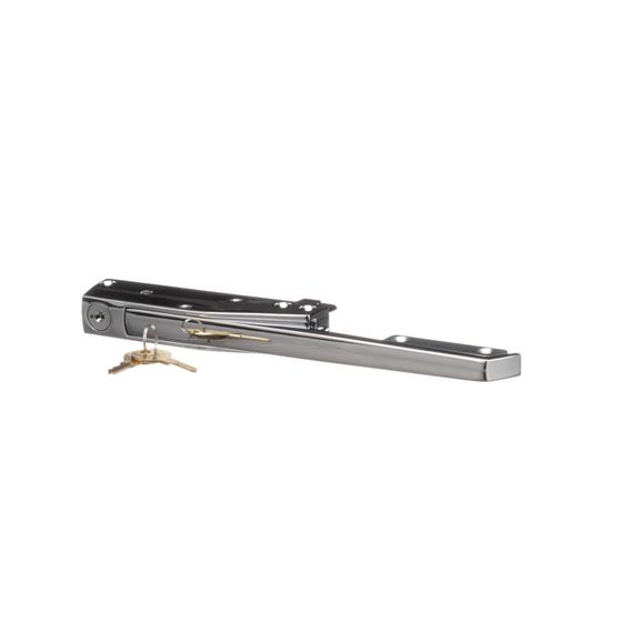 Picture of 10-3/4" L Chrome Plated Die Cast Magnetic/Mechanical Edgemount Latch With Straight Handle And Cylinder Lock