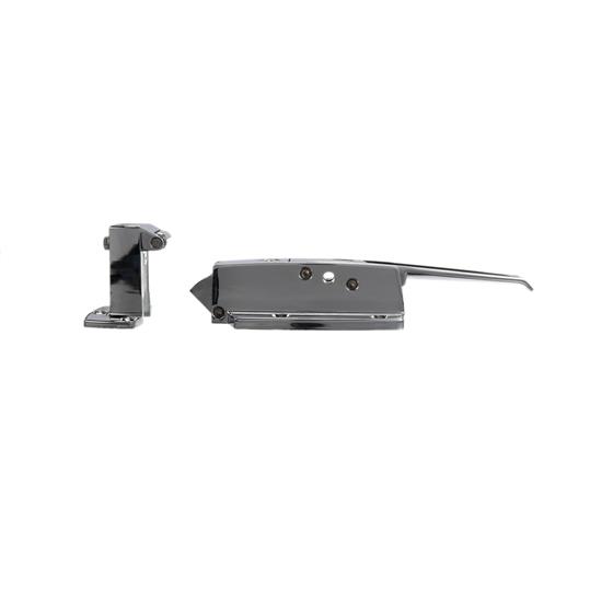 Picture of 3/4 to 1-5/8" Offset Polished Chrome Walk-In Cooler Door Safety Latch with Cylinder Lock and Strike